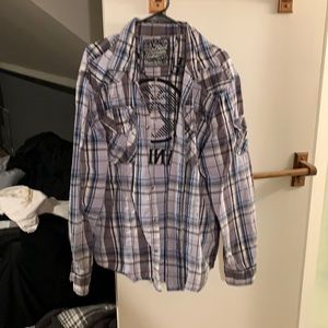 Affliction black premium 2x long sleeve button up blue